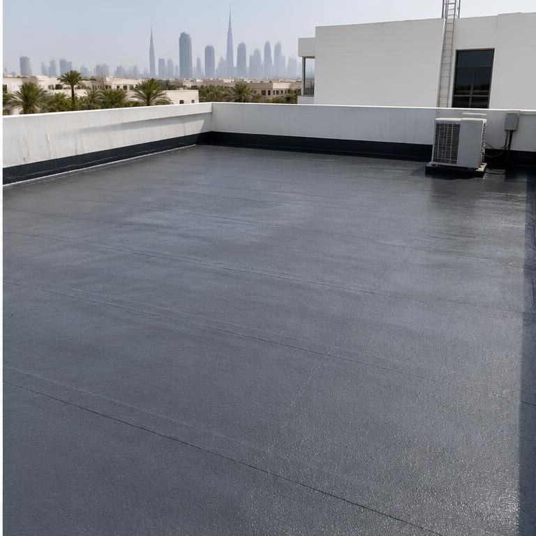 Illustrative finished roof with a continuous waterproof membrane after treatment